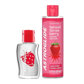 Astroglide Water-Based Strawberry Flavored Personal Lubricant Bundle – 2.5oz Travel Size & 8.5oz Large Bottle