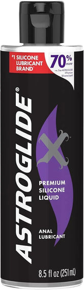 Astroglide Silicone Lube (8.5oz), X Premium Personal Lubricant for Vaginal and Anal Sex, Extra Silky Lube, Waterproof