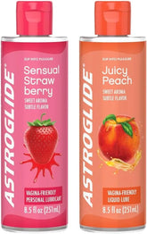 Astroglide Peach Flavored Personal Lubricant (8.5oz) + Astroglide Strawberry Flavored Personal Lubricant (8.5oz)