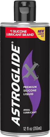 Astroglide Silicone Lube (12 oz), X Premium Personal Lubricant for Vaginal and Anal Sex, Extra Silky Lube, Waterproof