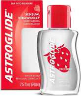 Astroglide Water Based Flavored (2.5oz), Edible Strawberry Personal Lubricant for Men, Women and Couples, Travel-Friendly Size