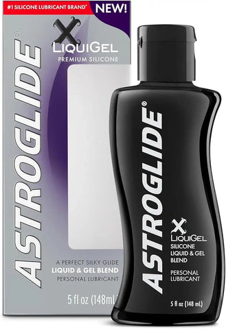 Astroglide Silicone Lube (5oz), X LiquiGel Hybrid Personal Lubricant for Vaginal and Anal Sex, Silky & Lightweight for Men, Women and Couples, Waterproof for Water Play