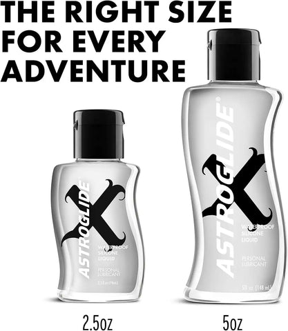 Astroglide Silicone Lube (5oz), X Premium Personal Lubricant, Extra Long-Lasting Silky Lube, Waterproof for Water Play