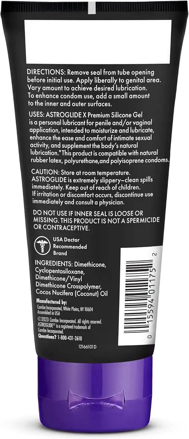 Astroglide Silicone Lube (3oz), X Premium Gel Personal Lubricant for Vaginal and Anal Sex, No Drip Stay-Put, Lube for Men, Women and Couples, Waterproof-for Water Play (Pack of 2)