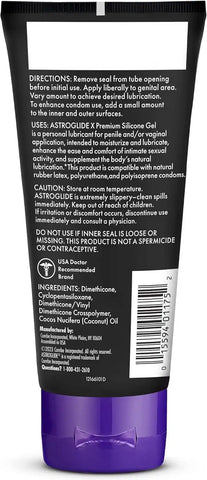 Astroglide Silicone Lube (3oz), X Premium Gel Personal Lubricant, No Drip Stay-Put, Lube for Men, Women and Couples, Waterproof for Water Play