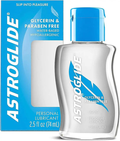 Astroglide Glycerin & Paraben Free Personal Lubricant (2.5oz), Hypoallergenic, Water Based Lube for Easy Clean-Up, Travel-Friendly Size