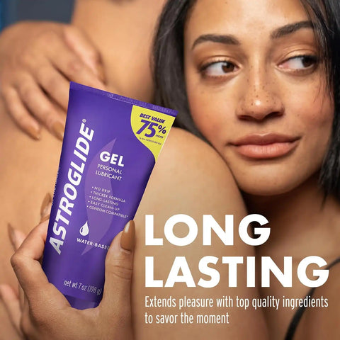 Astroglide Water Based Lube (7oz), Ultra Gentle Gel Personal Lubricant for Vaginal and Anal Sex, Stays Put with No Drip, Sex Lube, Safe for Toys