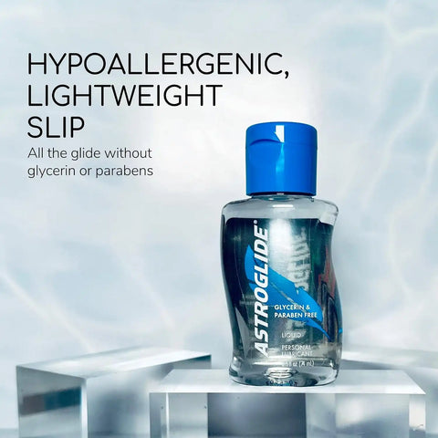 Astroglide Glycerin & Paraben Free Personal Lubricant (2.5oz), Hypoallergenic, Water Based Lube for Easy Clean-Up, Travel-Friendly Size