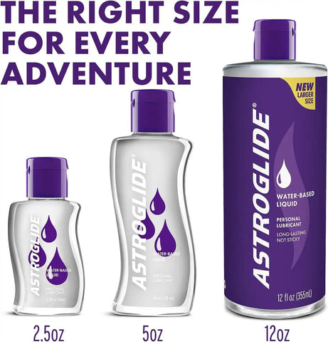 Astroglide Water-Based Lube 3-Pack (2.5oz), Liquid Personal Lubricant, Sex Lube for Men, Women, and Couples, Travel-Friendly Size