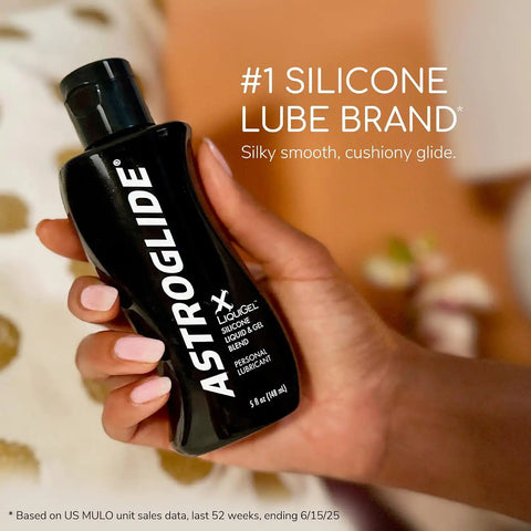 Astroglide Silicone Lube (5oz), X LiquiGel Hybrid Personal Lubricant for Vaginal and Anal Sex, Silky & Lightweight for Men, Women and Couples, Waterproof for Water Play