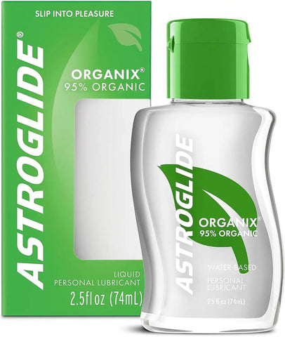 Astroglide Organix Personal Lubricant (2.5oz), 95% Organic Ingredients, Water Based LubeFor Easy Clean-Up, Aloe Vera Lube, Travel-Friendly Size, Condom Compatible, Dr. Recommended Brand