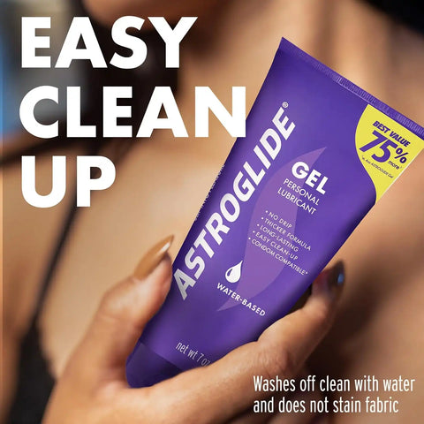 Astroglide Water Based Lube (7oz), Ultra Gentle Gel Personal Lubricant for Vaginal and Anal Sex, Stays Put with No Drip, Sex Lube, Safe for Toys