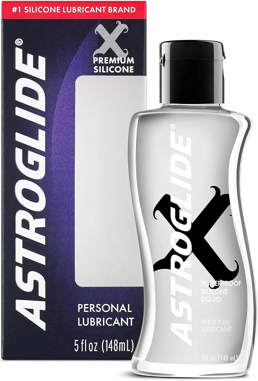 Astroglide Silicone Lube (5oz), X Premium Personal Lubricant, Extra Long-Lasting Silky Lube, Waterproof for Water Play