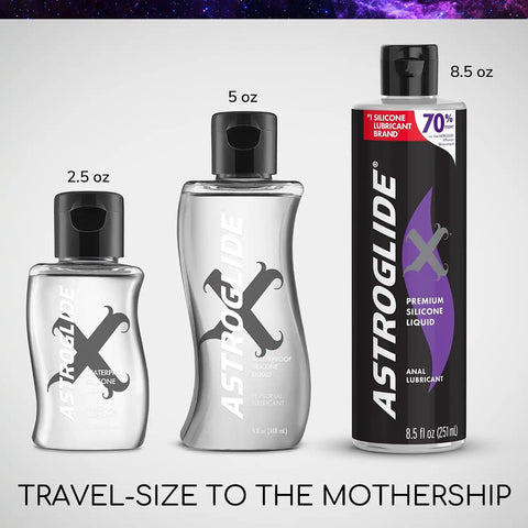 Astroglide Silicone Lube (2.5oz), X Premium Personal Lubricant, Extra Silky Sex Lube, Waterproof for Water Play, Travel-Friendly Size