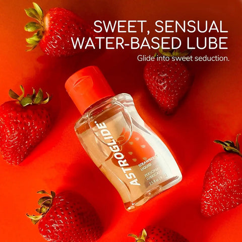 Astroglide Water-Based Strawberry Flavored Personal Lubricant Bundle – 2.5oz Travel Size & 8.5oz Large Bottle