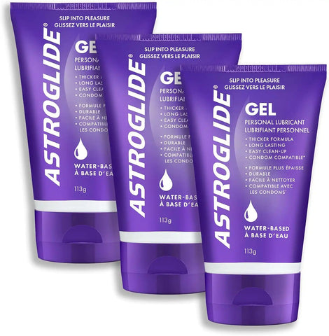 Astroglide Water Based Lube (4oz), Gel Personal Lubricant, Stays Put with No Drip (Pack of 3)
