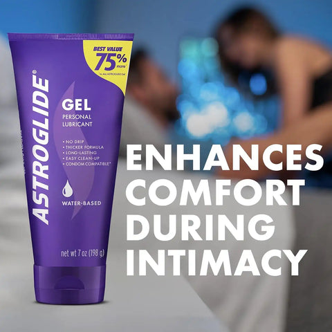 Astroglide Water Based Lube (7oz), Ultra Gentle Gel Personal Lubricant for Vaginal and Anal Sex, Stays Put with No Drip, Sex Lube, Safe for Toys