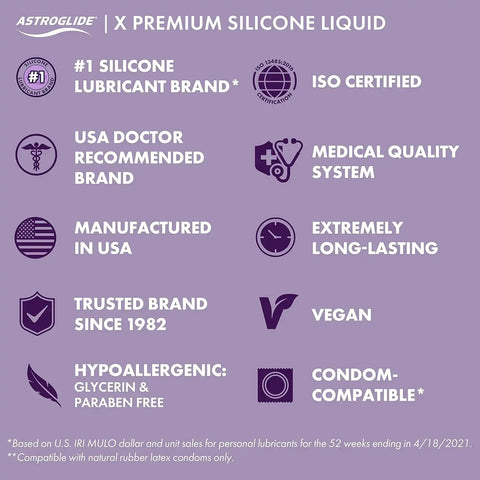 Astroglide X Silicone Based Sex Lube (2.5 oz.) | Waterproof & Long-Lasting Premium Personal Lubricant | Not Made with Parabens or Glycerin | Intimate Lube for Couples, Men and Women (Pack of 2)