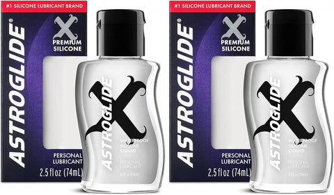 Astroglide X Silicone Based Sex Lube (2.5 oz.) | Waterproof & Long-Lasting Premium Personal Lubricant | Not Made with Parabens or Glycerin | Intimate Lube for Couples, Men and Women (Pack of 2)