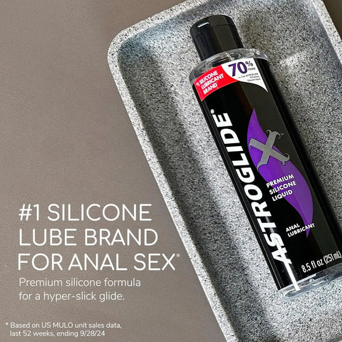 Astroglide Silicone Lube (8.5oz), X Premium Personal Lubricant for Vaginal and Anal Sex, Extra Silky Lube, Waterproof
